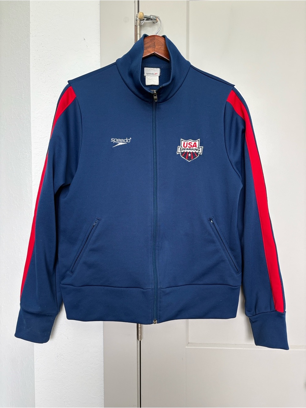 VINTAGE SPEEDO USA SWIMMING TRACK FULL JACKET WOMENS LARGE